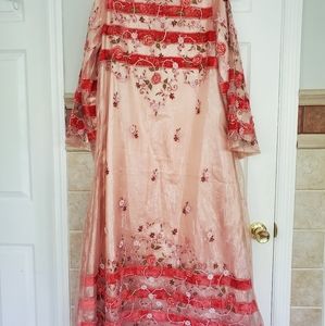Gorgeous pink Indian/ Pakistani long floral dress.
